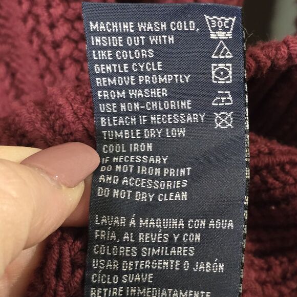 Nautica Sweater Womens Red Large Cable Knit Crew Neck Cotton Pullover Fisherman - Picture 3 of 4